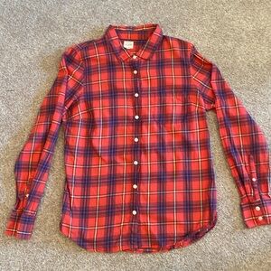 J. Crew Factory Red & Navy Plaid Button-Down Shirt